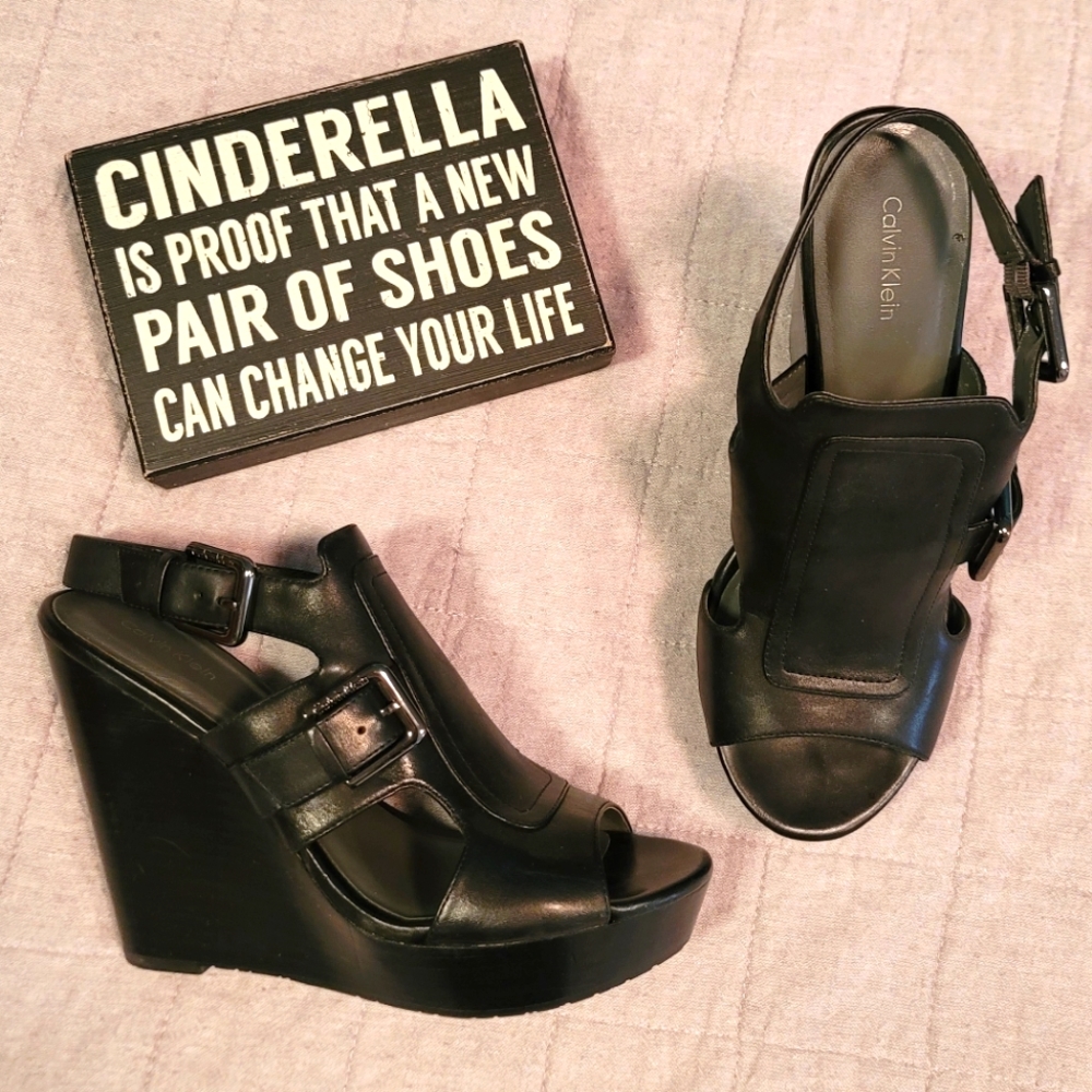 Calvin Klein Black Leather Platform - Jamie